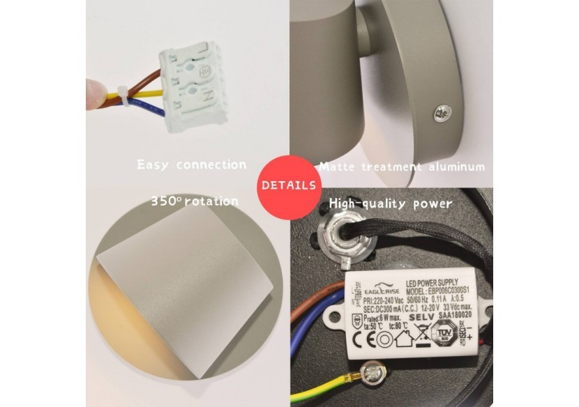 Applique murale LED 6W "Kop" - LN1540-1G - Barcelona LED