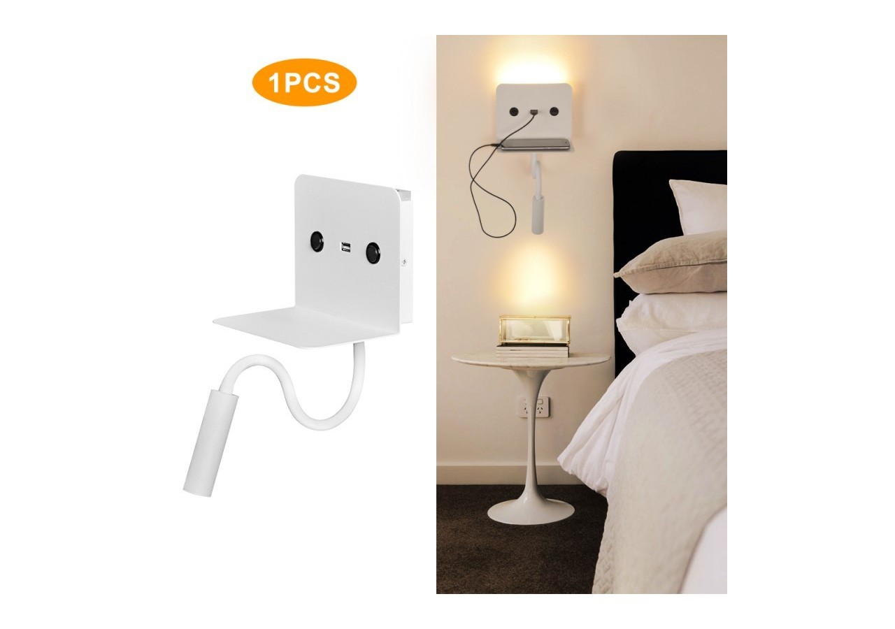 Applique murale + liseuse led "Slange" 3W avec port usb - LN1510-B-USB - Barcelona LED