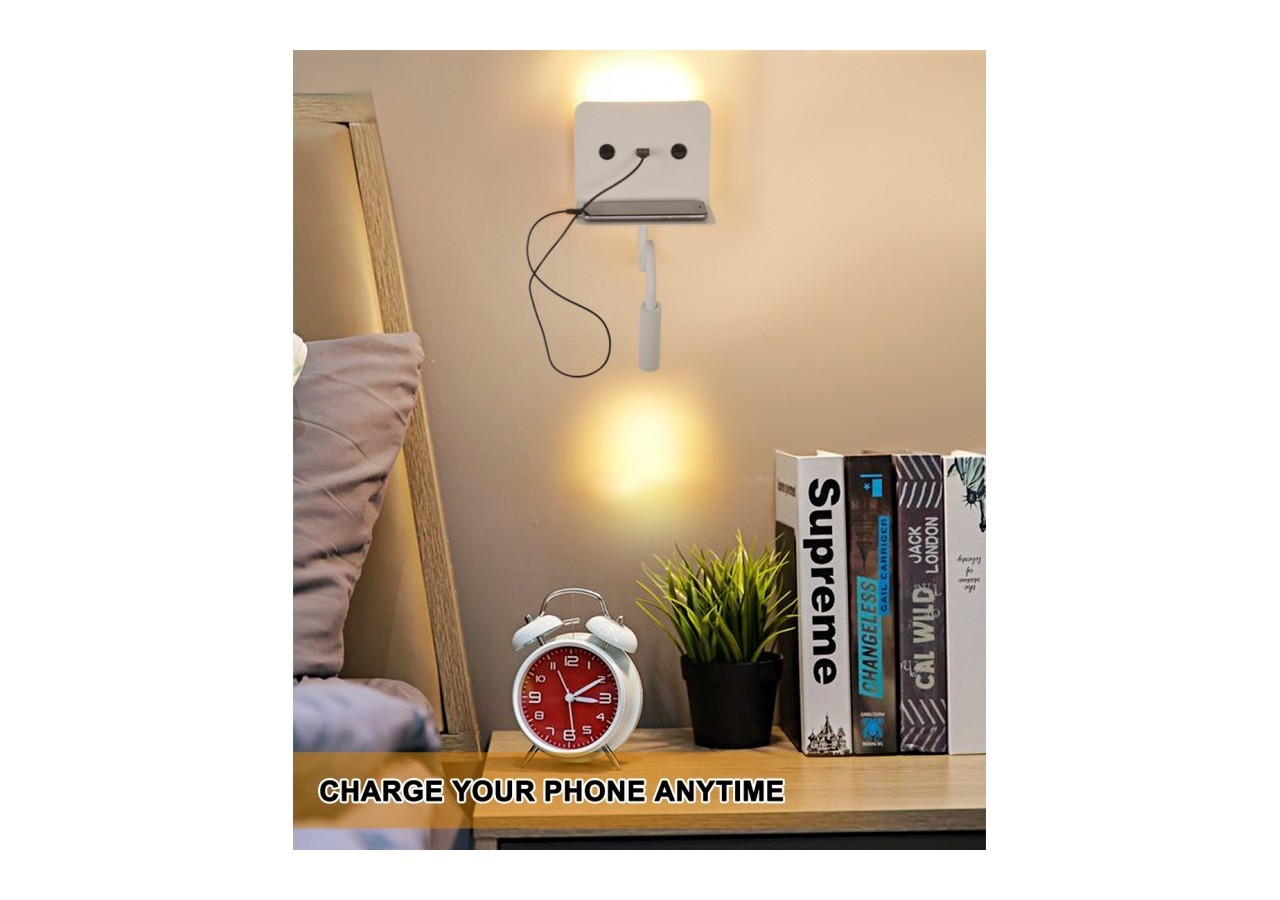 Applique murale + liseuse led "Slange" 3W avec port usb - LN1510-B-USB - Barcelona LED