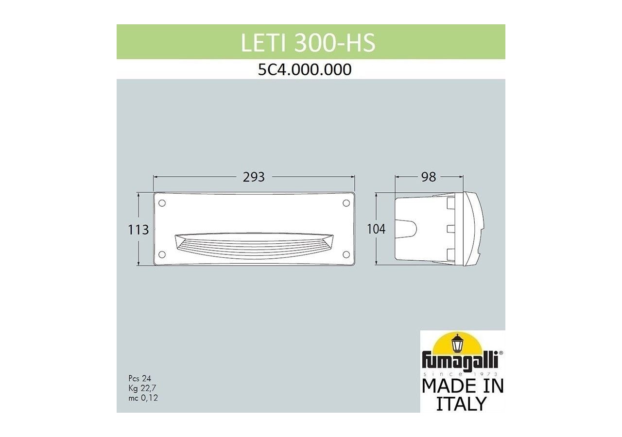 Balise encastrable Fumagalli LETI 300 HS E27 6W - 5C4.000.000.WYE27 - Barcelona LED