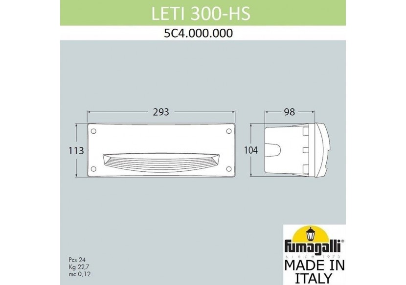 Balise encastrable Fumagalli LETI 300 HS E27 6W - 5C4.000.000.WYE27 - Barcelona LED