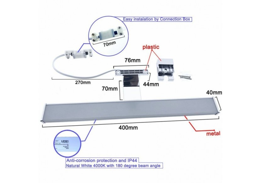 Applique LED miroir salle de bain "Line" 8W - LE201-CR-BN - Barcelona LED