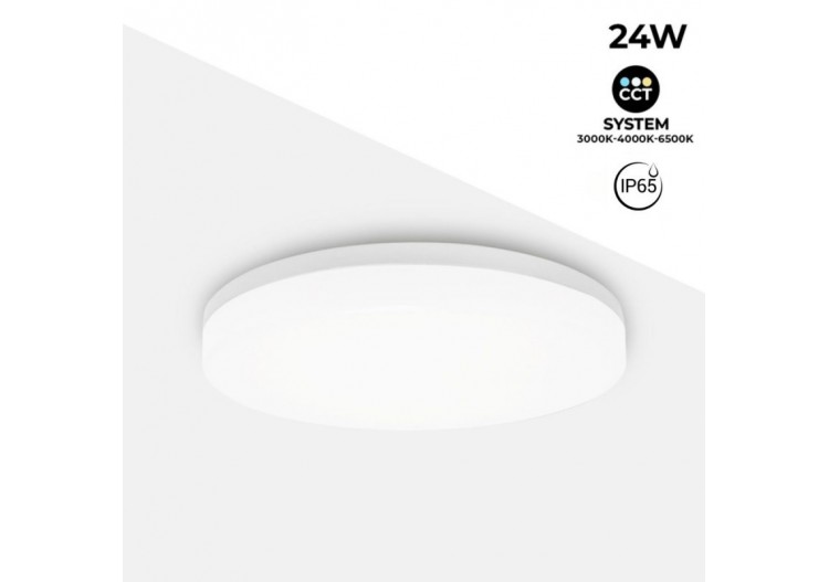 Plafonnier LED rond étanche blanc 24W CCT-2400lm-IP65 - B1720-R-CCT - Barcelona LED 2