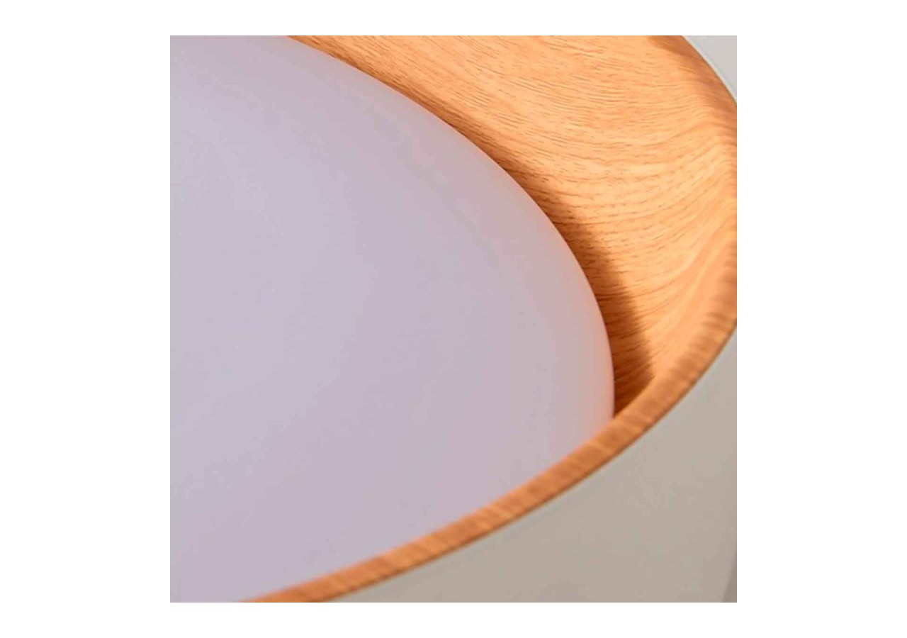 Plafonnier LED imitation bois-CCT-diamètre 450mm-28W - LN1612-CCT - Barcelona LED