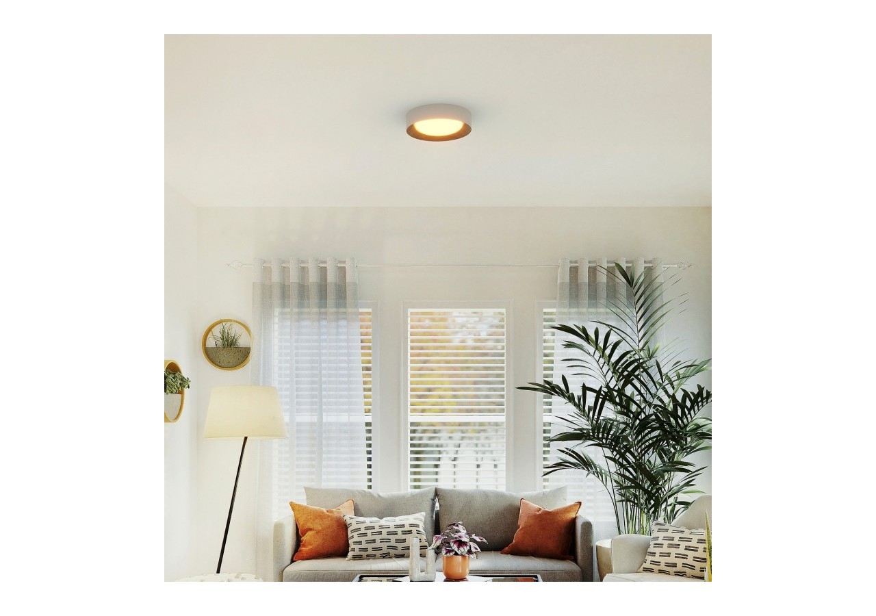 Plafonnier LED imitation bois-CCT-diamètre 450mm-28W - LN1612-CCT - Barcelona LED