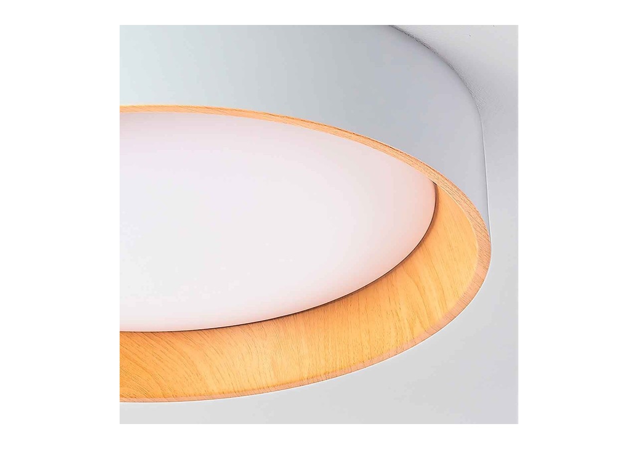 Plafonnier LED imitation bois-CCT-diamètre 450mm-28W - LN1612-CCT - Barcelona LED