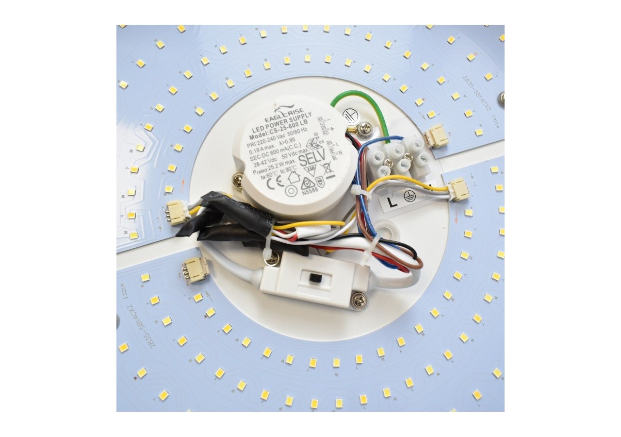 Plafonnier LED imitation bois-CCT-diamètre 450mm-28W - LN1612-CCT - Barcelona LED