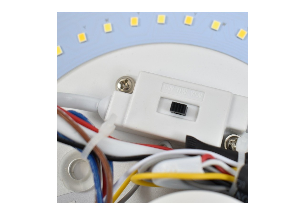 Plafonnier LED imitation bois-CCT-diamètre 450mm-28W - LN1612-CCT - Barcelona LED