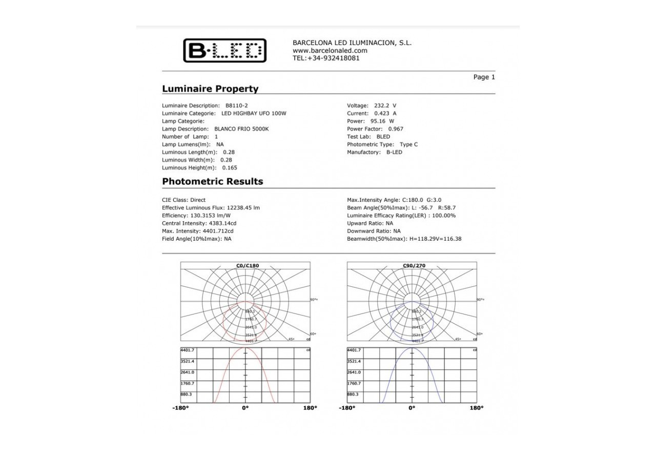 Cloche LED 100W UFO CHIP PHILIPS LUXEON - B8136-100-5K - Barcelona LED