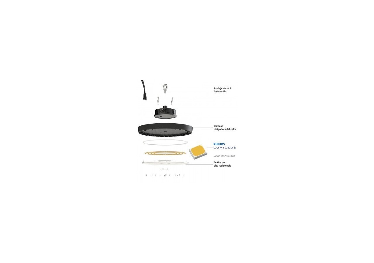 Suspension industrielle LED 150W UFO 230V - B8136-150-5K - Barcelona LED