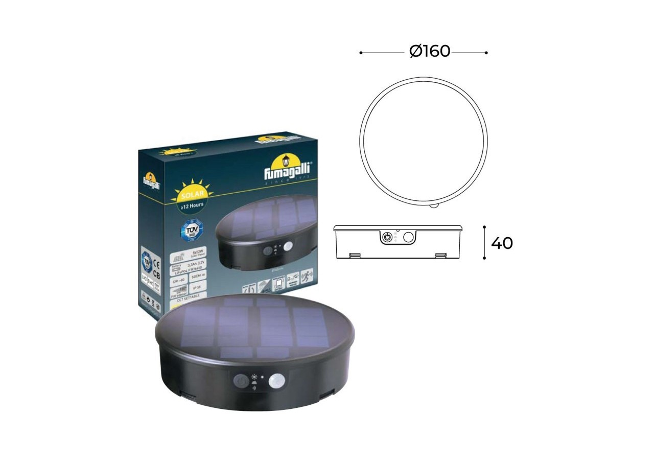 Potelet LED solaire sur piquet 18cm et capteur PIR-3 modes de fonctionnement-CCT - FE1.572.000.A0S1KOP2 - Barcelona LED