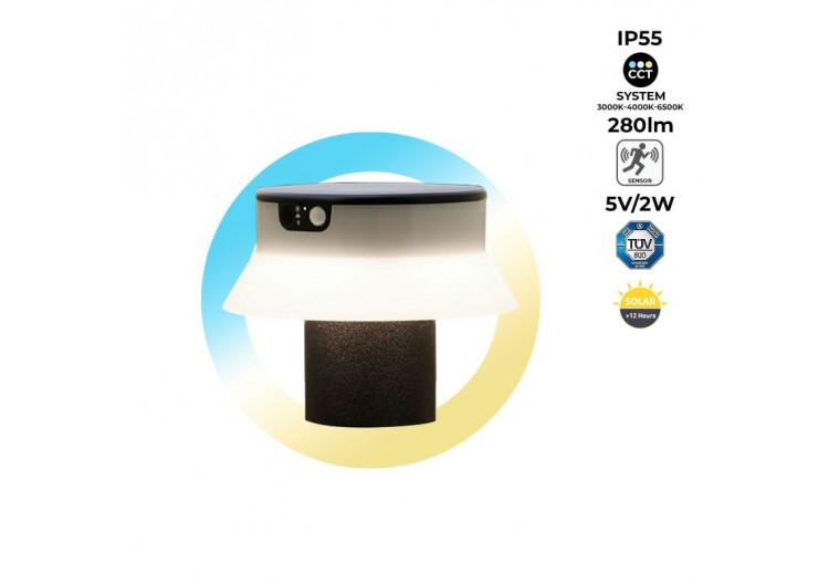 Potelet LED solaire "FELICE 200" 18cm avec capteur PIR-3 modes de fonctionnement-CCT - FE1.573.000.A0S1KOP2 - Barcelona LED