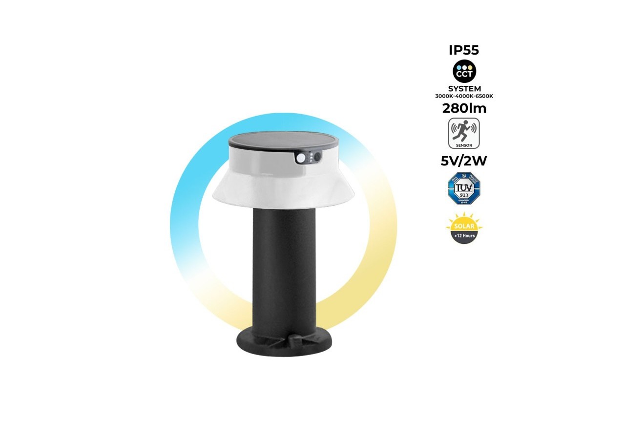 Potelet LED solaire "FELICE 400" 33cm avec capteur PIR-3 modes de fonctionnement-CCT - FE1.574.000.A0S1KOP2 - Barcelona LED