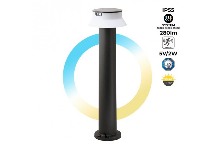 Borne LED solaire "FELICE 800" 73cm avec capteur PIR-3 modes de fonctionnement-CCT - FE1.575.000.A0S1KOP2 - Barcelona LED