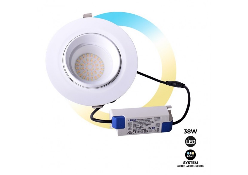 Downlight LED circulaire orientable 38W CCT driver LIFUD - B1262-38CCT - Barcelona LED