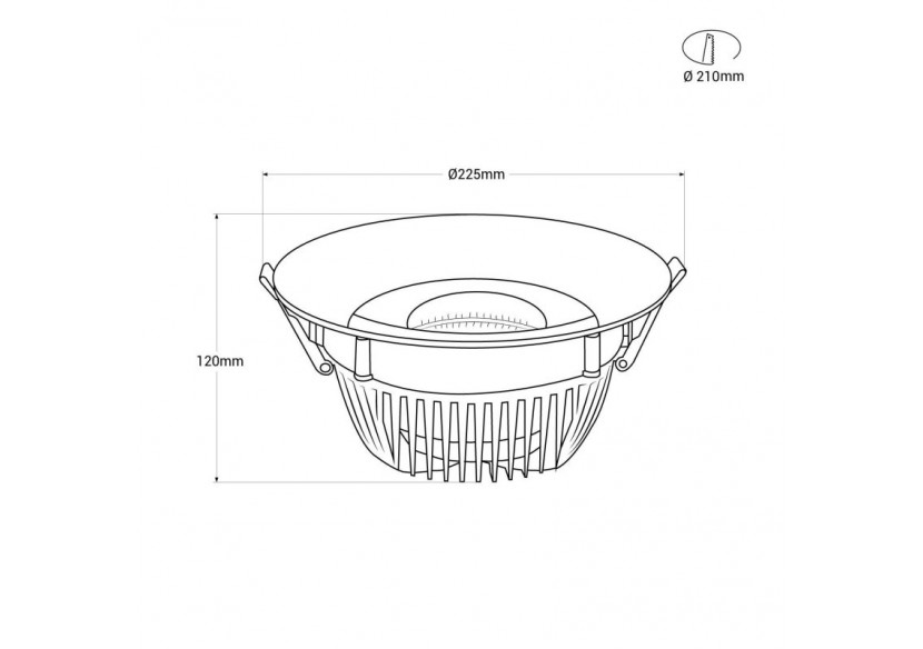 Spot LED encastrable spécial boulangerie-30W-Coupe diamètre 210 mm - B1260-1-PAN - Barcelona LED