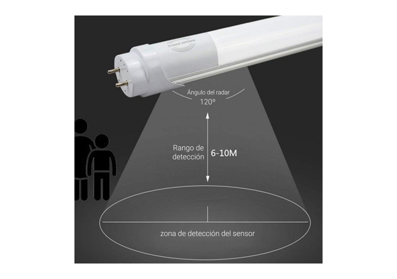 Tube LED T8 60cm 9W avec capteur de proximité microondes Blanc Froid 6000K verre opaque - B4009-R-60BF - Barcelona LED