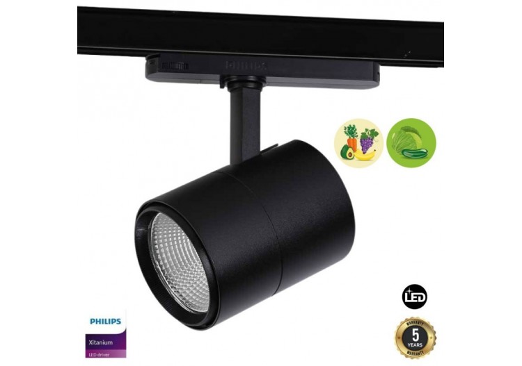 Spot LED pour rail triphasé 30W pour fruits et légumes noir - B00591-N-FYV - Barcelona LED
