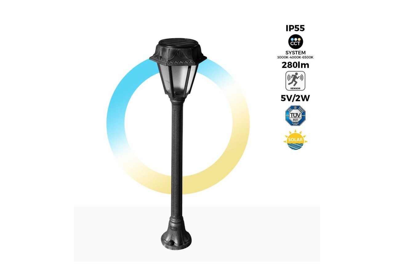 Borne solaire de jardin "MIZAR/ROSETTA" avec capteur PIR-3 modes de fonctionnement-CCT - R22.151.000.AFS1K - Barcelona LED