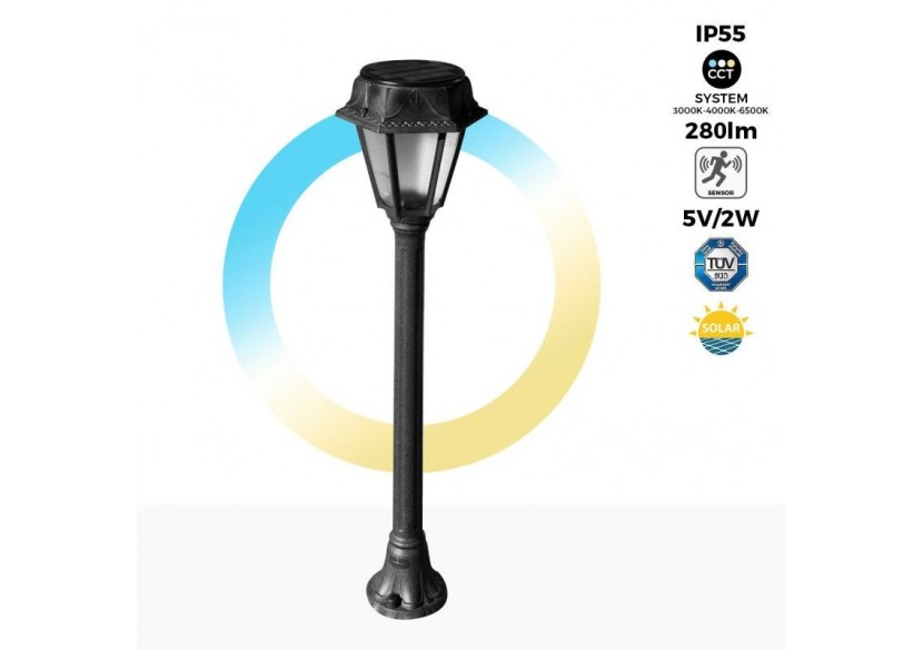 Borne solaire de jardin "MIZAR/ROSETTA" avec capteur PIR-3 modes de fonctionnement-CCT - R22.151.000.AFS1K - Barcelona LED