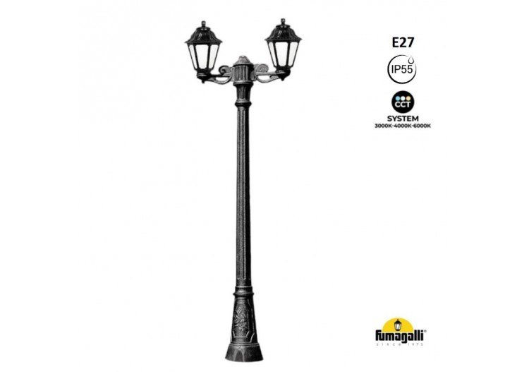 Lampadaire extérieur double FUMAGALLI "Gigi Bisso/Anna"-2x E27-CCT-IP55 - E22.156.S20.AXV1K - Barcelona LED