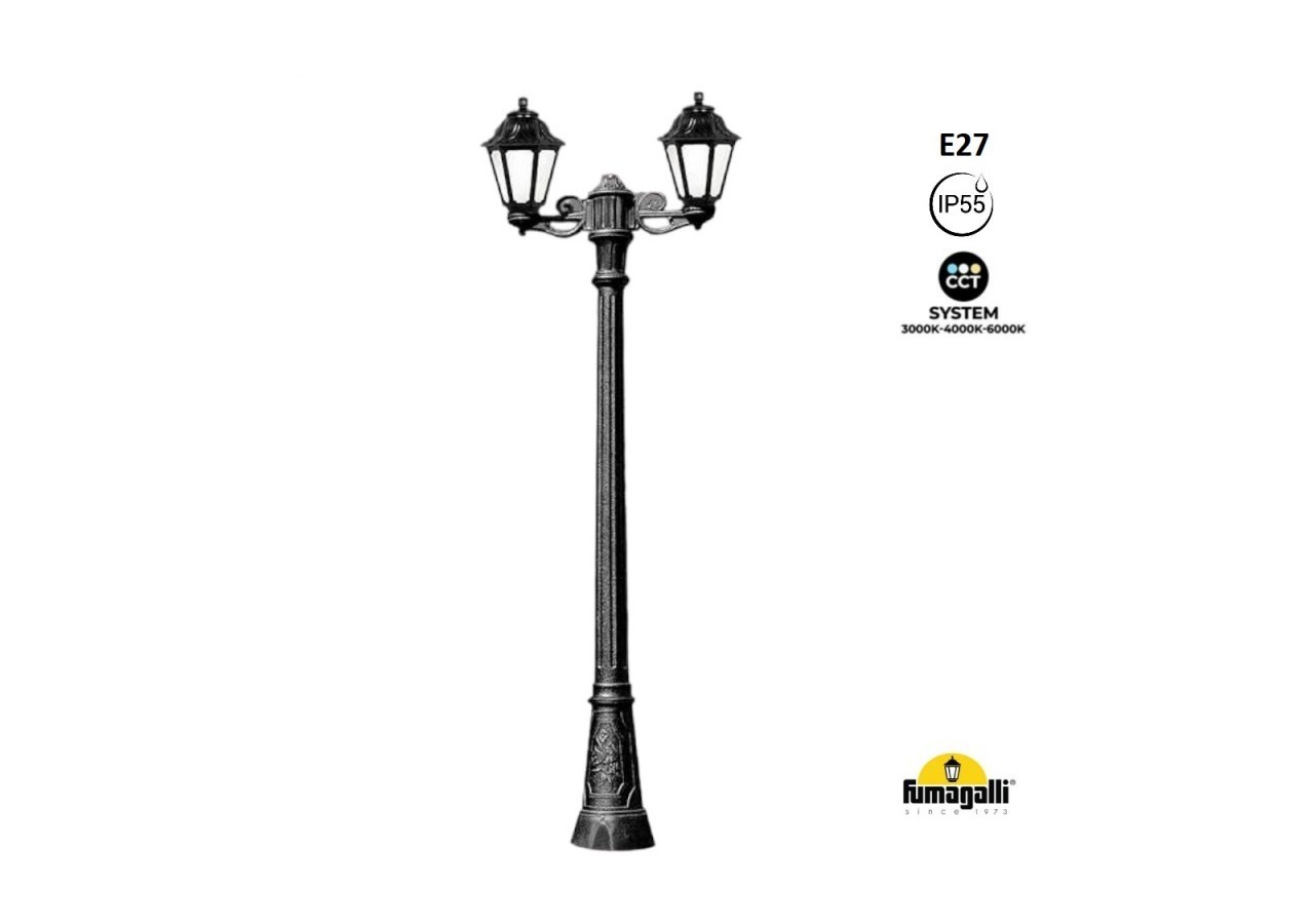Lampadaire extérieur double FUMAGALLI "Gigi Bisso/Anna"-2x E27-CCT-IP55 - E22.156.S20.AXV1K - Barcelona LED