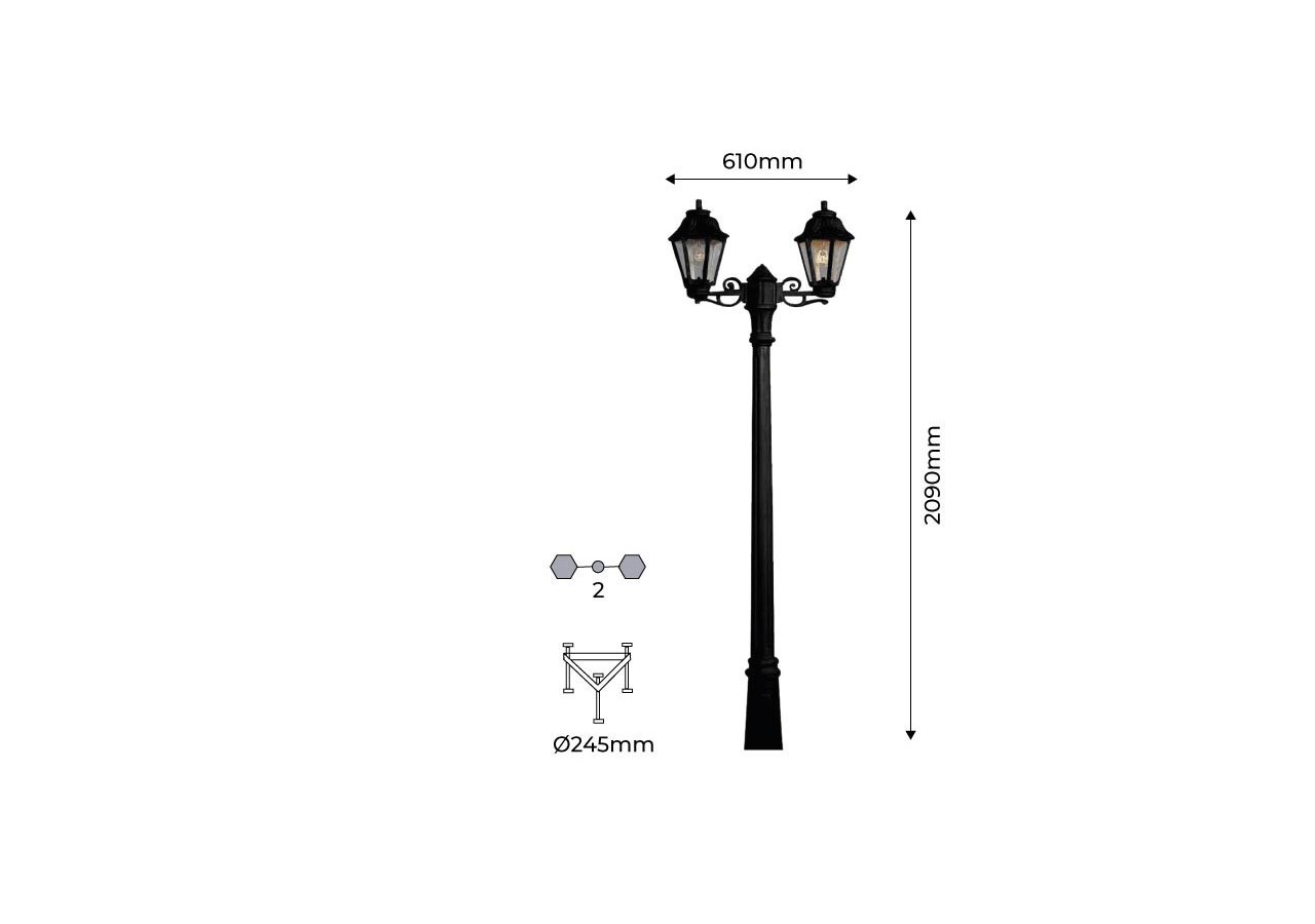 Lampadaire extérieur double FUMAGALLI "Gigi Bisso/Anna"-2x E27-CCT-IP55 - E22.156.S20.AXV1K - Barcelona LED