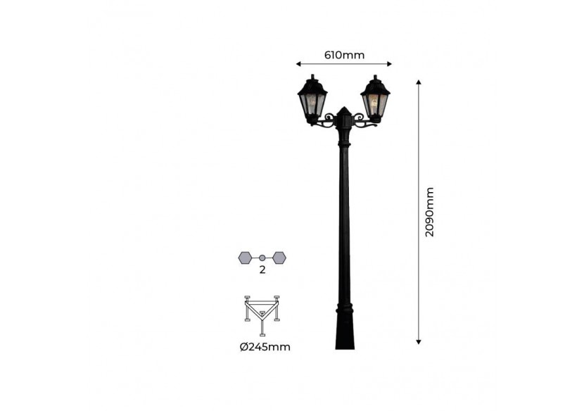 Lampadaire extérieur double FUMAGALLI "Gigi Bisso/Anna"-2x E27-CCT-IP55 - E22.156.S20.AXV1K - Barcelona LED
