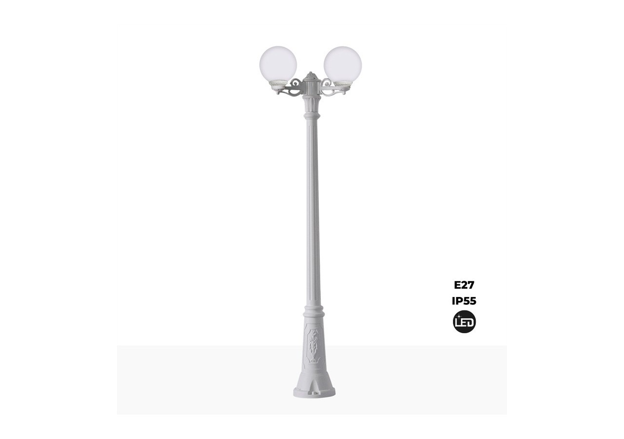 Double lampadaire LED d'extérieur FUMAGALLI "GIGI BISSO GLOBE" 2LxE27 - G25.156.S20.WYF1R - Barcelona LED