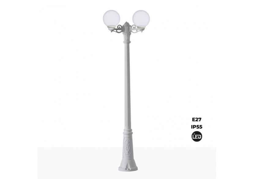 Double lampadaire LED d'extérieur FUMAGALLI "GIGI BISSO GLOBE" 2LxE27 - G25.156.S20.WYF1R - Barcelona LED Double lampadaire LED d'extérieur FUMAGALLI "GIGI BISSO GLOBE" 2LxE27 - G25.156.S20.WYF1R - Barcelona LED