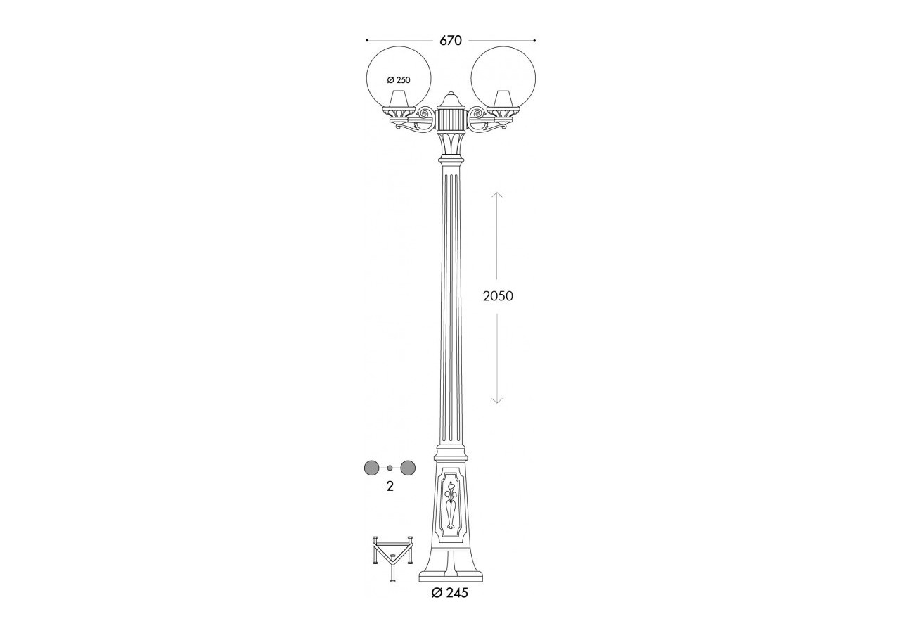 Double lampadaire LED d'extérieur FUMAGALLI "GIGI BISSO GLOBE" 2LxE27 - G25.156.S20.WYF1R - Barcelona LED