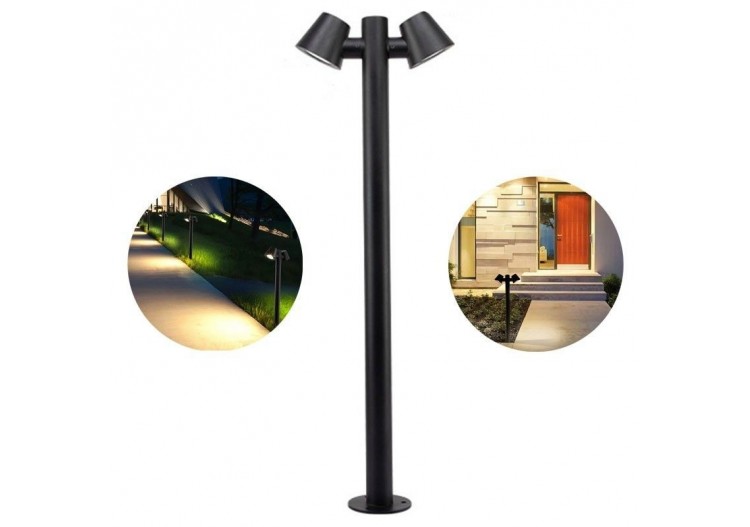 Lampadaire double en acier 2xGU10 Max 35W IP44 - L1555-N - Barcelona LED