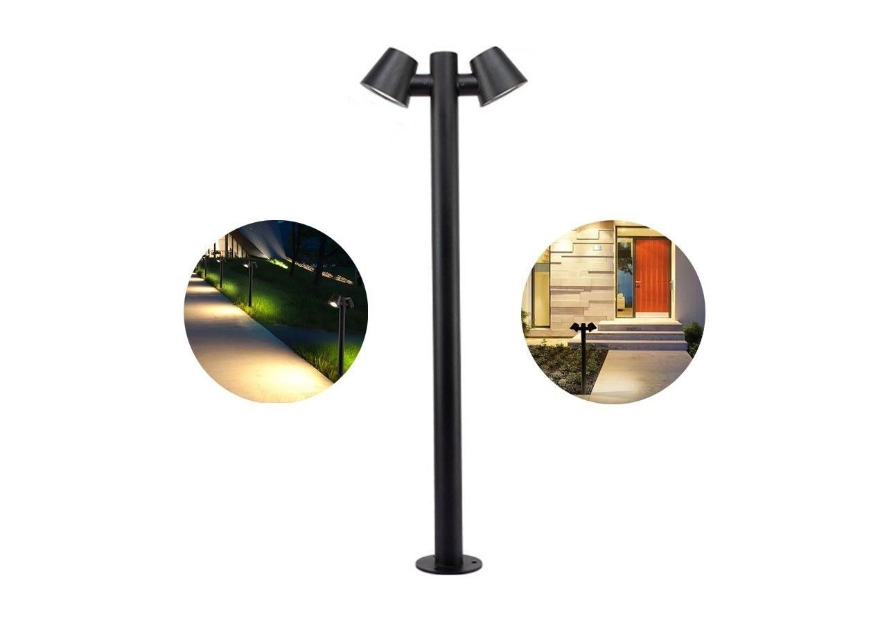 Lampadaire double en acier 2xGU10 Max 35W IP44 - L1555-N - Barcelona LED