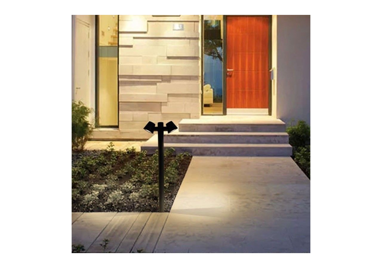 Lampadaire double en acier 2xGU10 Max 35W IP44 - L1555-N - Barcelona LED