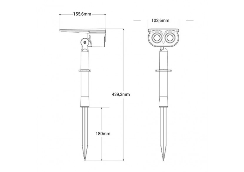 Pack x 2-Spot solaire LED sur piquet-1W (2x0,5W)-IP65 - SL26-BF - Barcelona LED