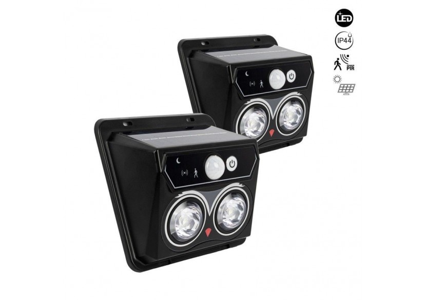 Pack x 2-Applique murale solaire extérieure avec capteur de mouvement PIR-1W (2x0,5W)-IP44 - SL25-BC - Barcelona LED