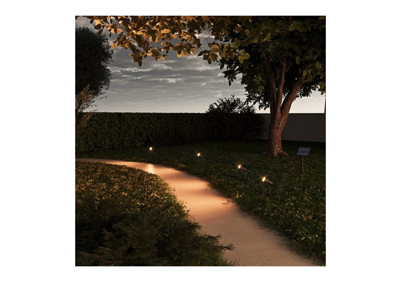 Kit x 4 spots sur piquet avec panneau solaire-5W-IP66-3000K - SL27-BC - Barcelona LED