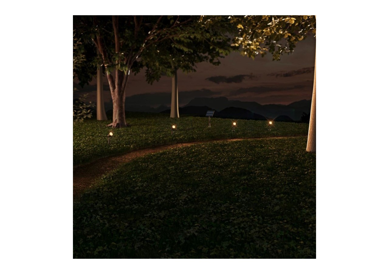 Kit x 4 spots sur piquet avec panneau solaire-5W-IP66-3000K - SL27-BC - Barcelona LED