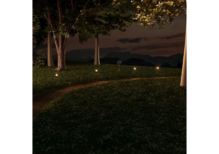 Kit x 4 spots sur piquet avec panneau solaire-5W-IP66-3000K - SL27-BC - Barcelona LED