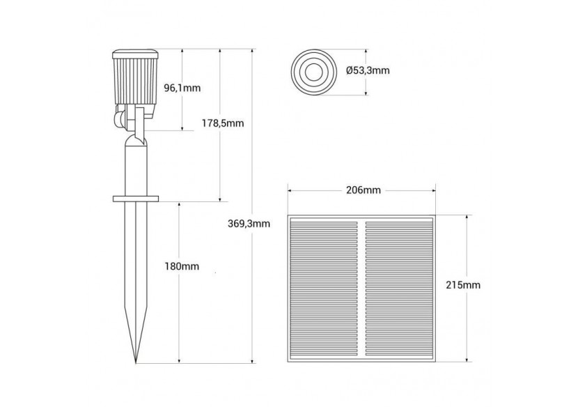 Kit x 4 spots sur piquet avec panneau solaire-5W-IP66-3000K - SL27-BC - Barcelona LED