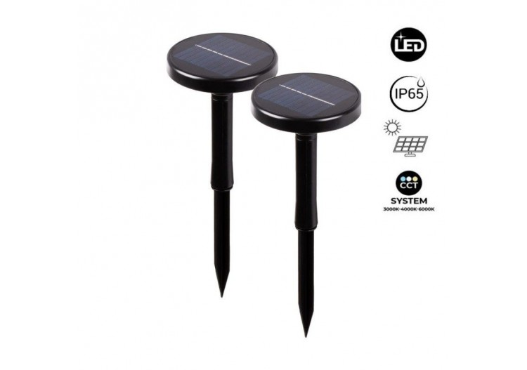 Pack x 2-Spot solaire LED CCT extérieur sur piquet- 1W-IP65 - SL28-CCT - Barcelona LED