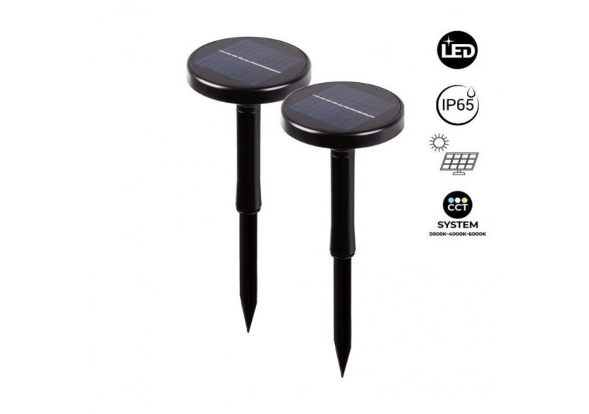 Pack x 2-Spot solaire LED CCT extérieur sur piquet- 1W-IP65 - SL28-CCT - Barcelona LED