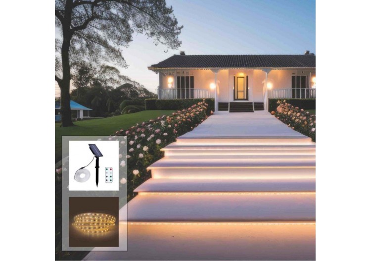 Ruban LED solaire extérieur avec télécommande 18W-12mm-5m-2700K-IP65 - SL29-18W - Barcelona LED 2