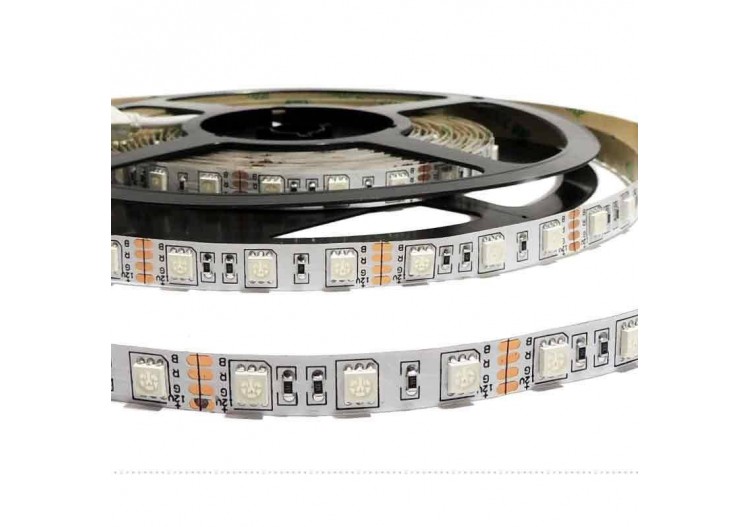 Ruban LED 12V DC 72W 10mm multicolore RGB IP20 (SMD505050 60ch/m) Rouleau de 5m - B1546-IP20 - Barcelona LED