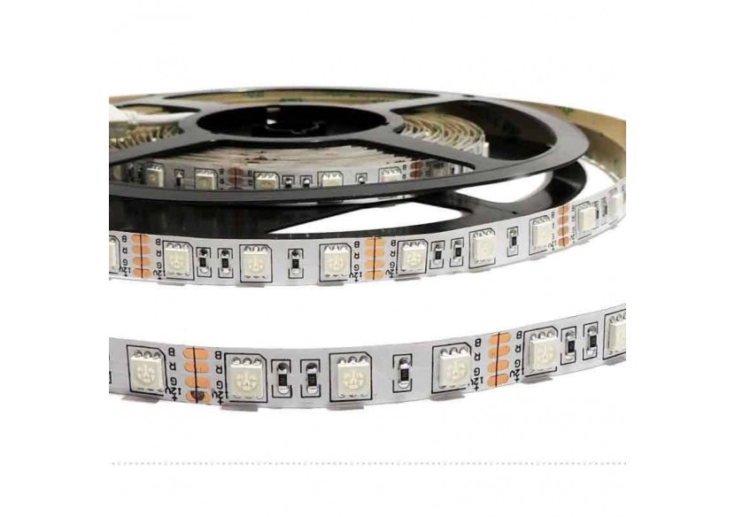 Ruban LED 12V DC 72W 10mm multicolore RGB IP20 (SMD505050 60ch/m) Rouleau de 5m - B1546-IP20 - Barcelona LED Ruban LED 12V DC 72W 10mm multicolore RGB IP20 (SMD505050 60ch/m) Rouleau de 5m - B1546-IP20 - Barcelona LED