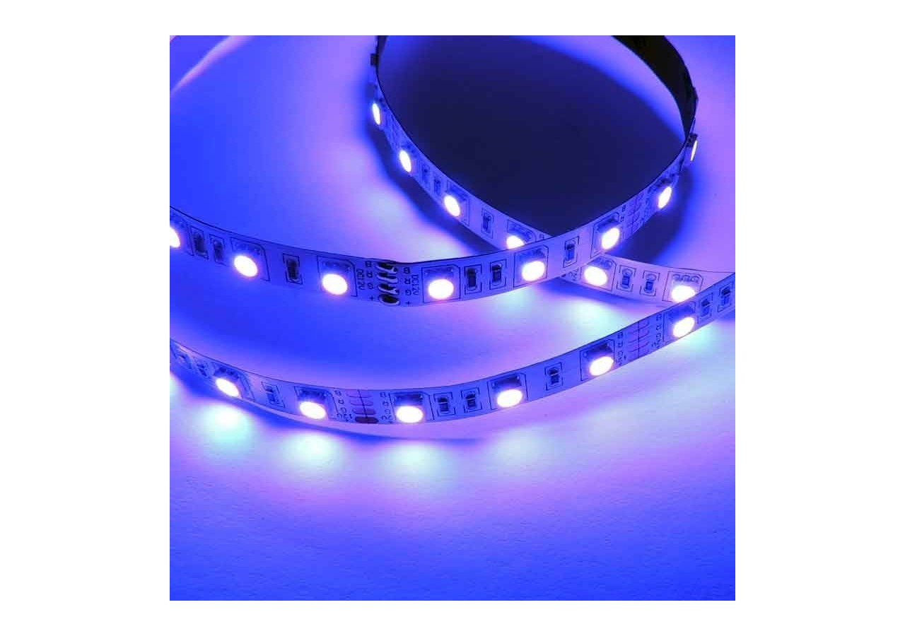 Ruban LED 12V DC 72W 10mm multicolore RGB IP20 (SMD505050 60ch/m) Rouleau de 5m - B1546-IP20 - Barcelona LED