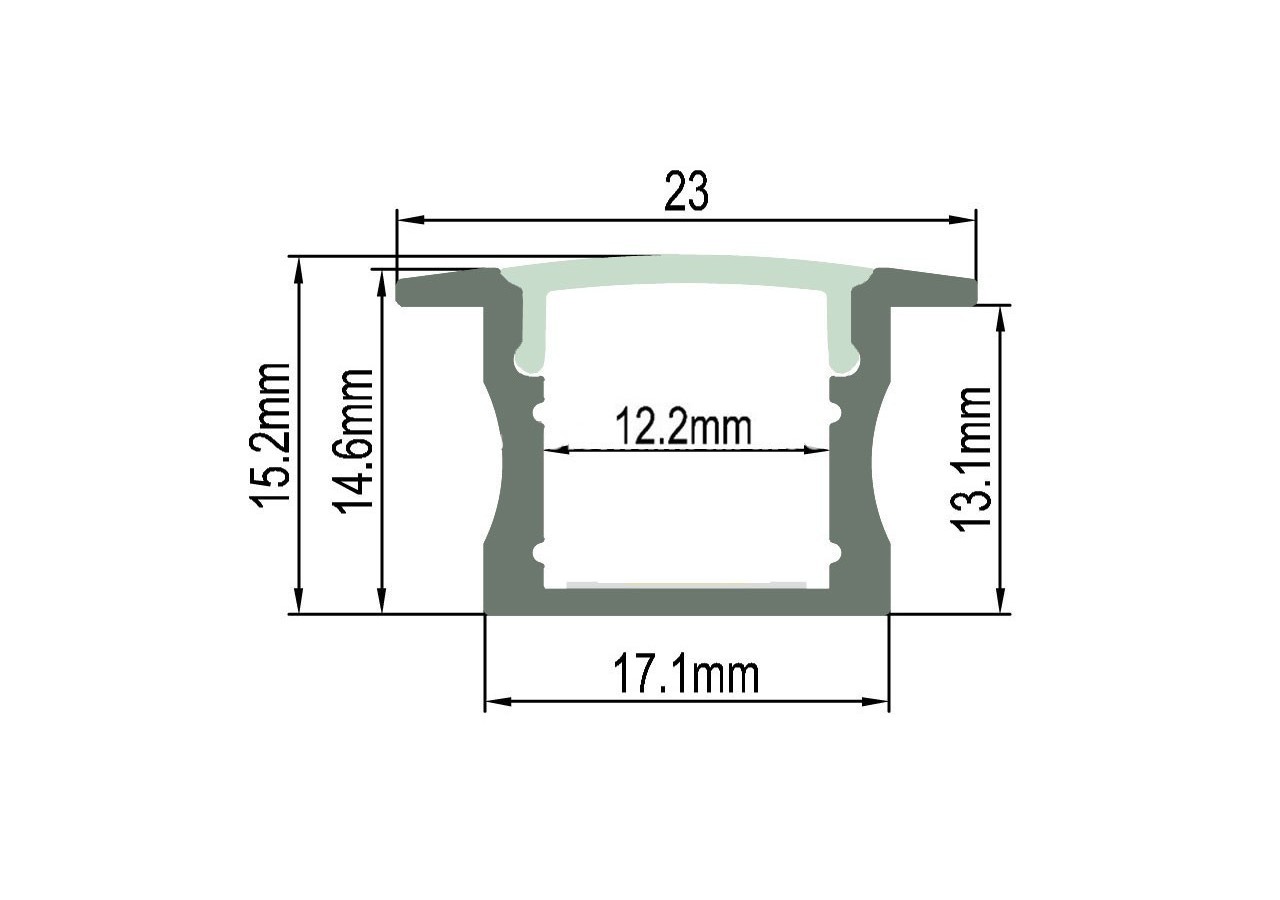 Profilé aluminium encastrable 23x15mm - BPERF23X15 - Barcelona LED