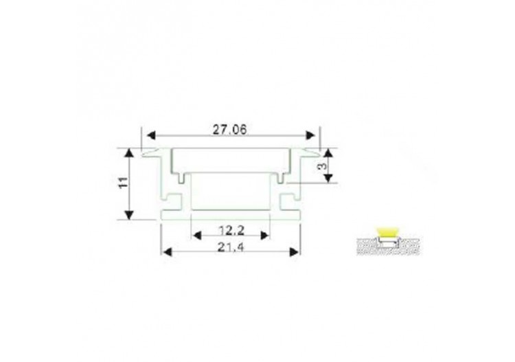 Profilé aluminium 27x11mm IP65 (2 m) - BPERF27X11 - Barcelona LED 2