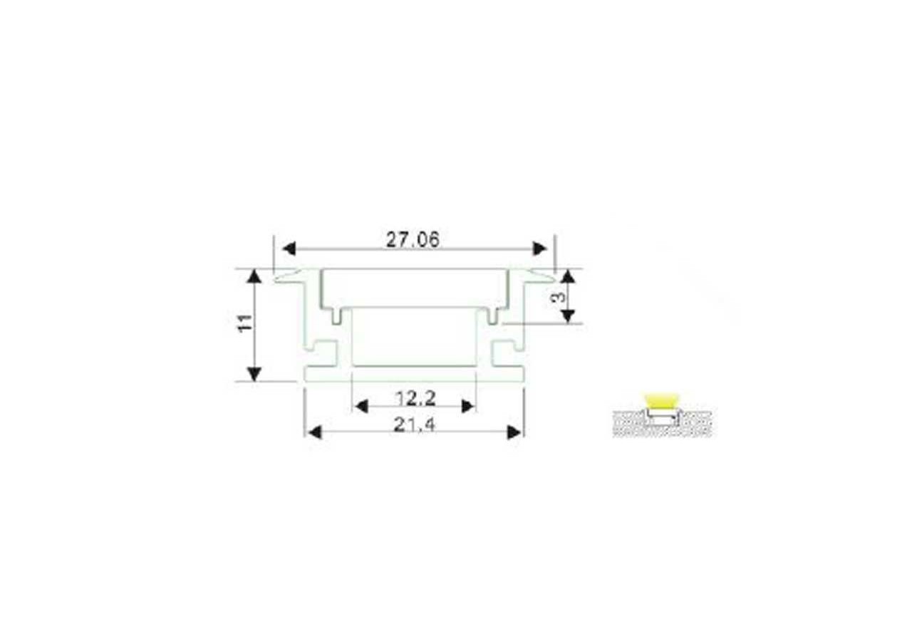 Profilé aluminium 27x11mm IP65 (2 m) - BPERF27X11 - Barcelona LED