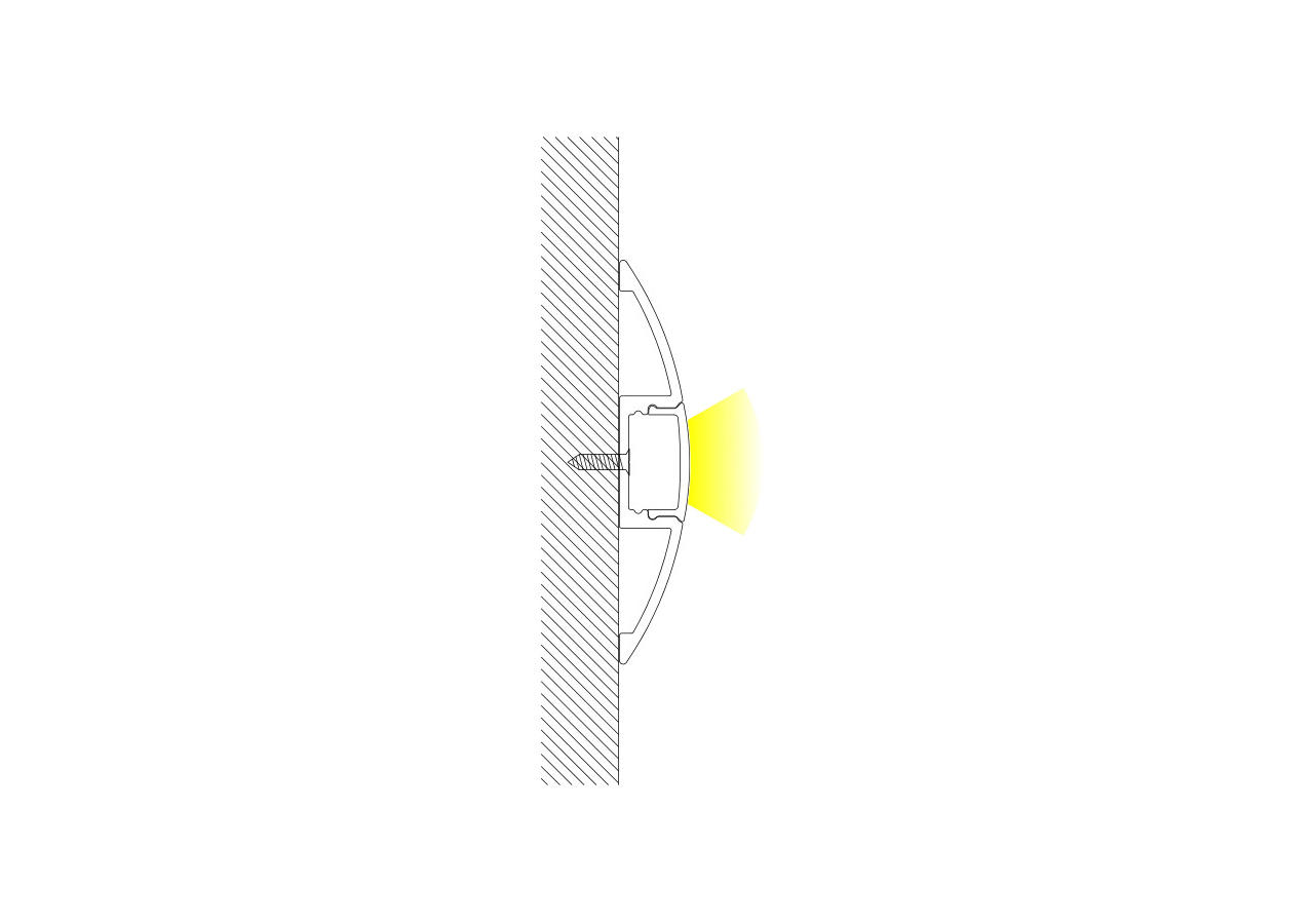 Profilé aluminium 58x9mm Surface en forme de demi-lune (2 m) - BPERF58X9 - Barcelona LED